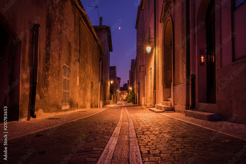 Old street of Cassis, France at Night