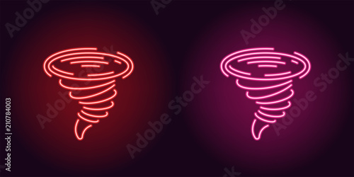 Neon icon of Red and Pink Tornado