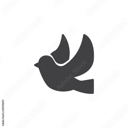 Flying dove bird vector icon. filled flat sign for mobile concept and web design. Dove Of Peace simple solid icon. Religion symbol, logo illustration. Pixel perfect vector graphics