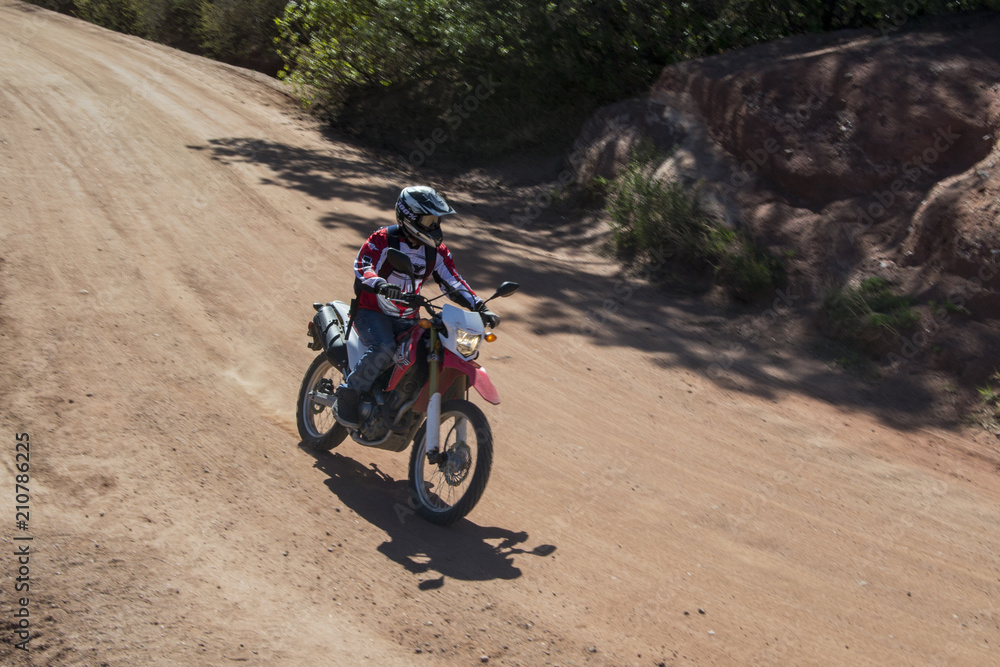 Dirt bike on a mountain path