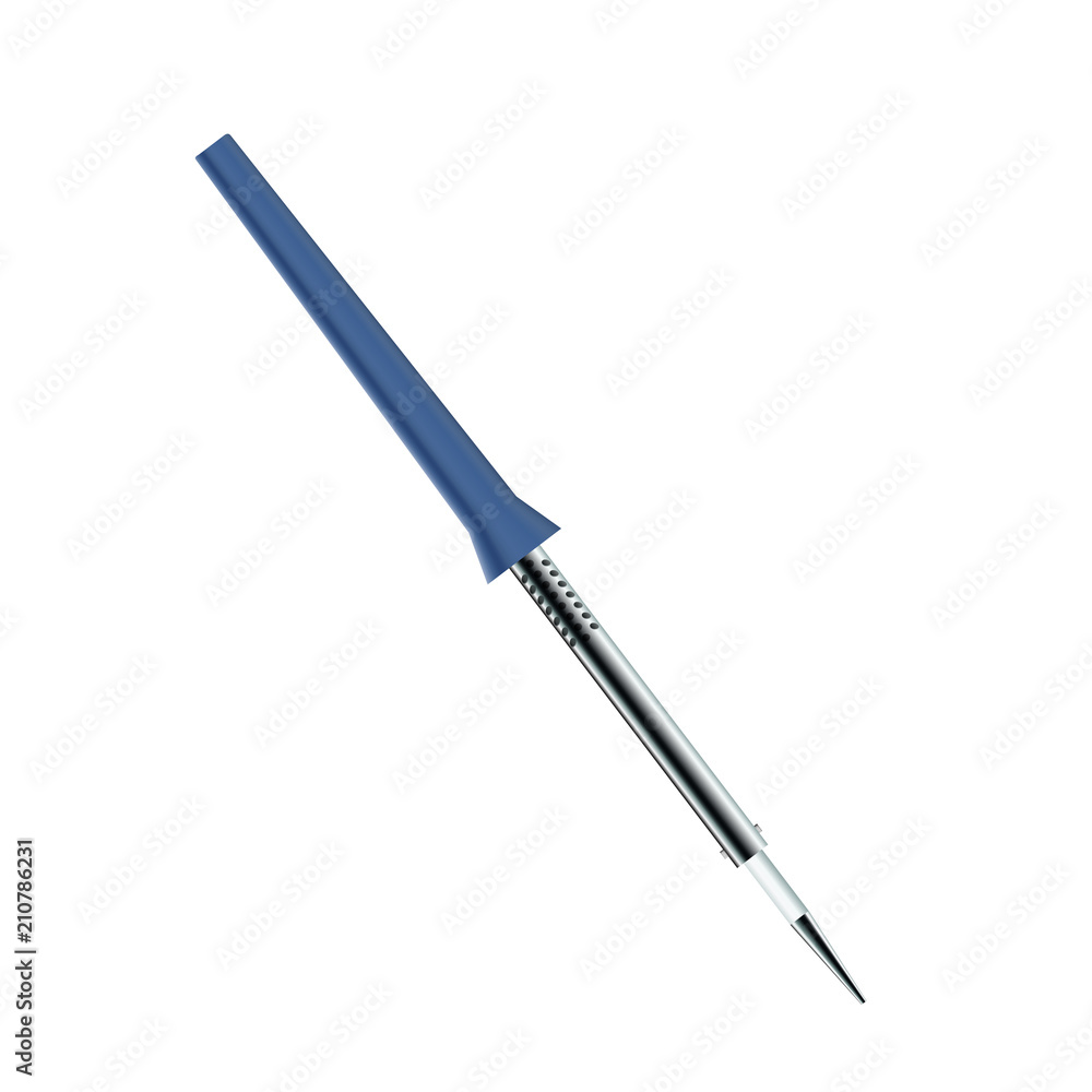 Naklejka premium Soldering iron vector illustration. Braze micro chip. Equipment