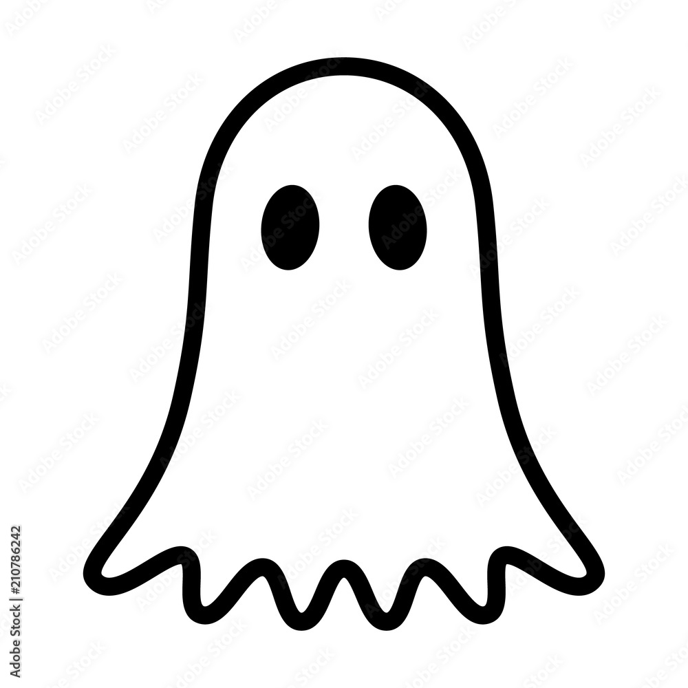 Ghost, phantom or apparition haunting Halloween line art vector icon for holiday apps and websites - obrazy, fototapety, plakaty 
