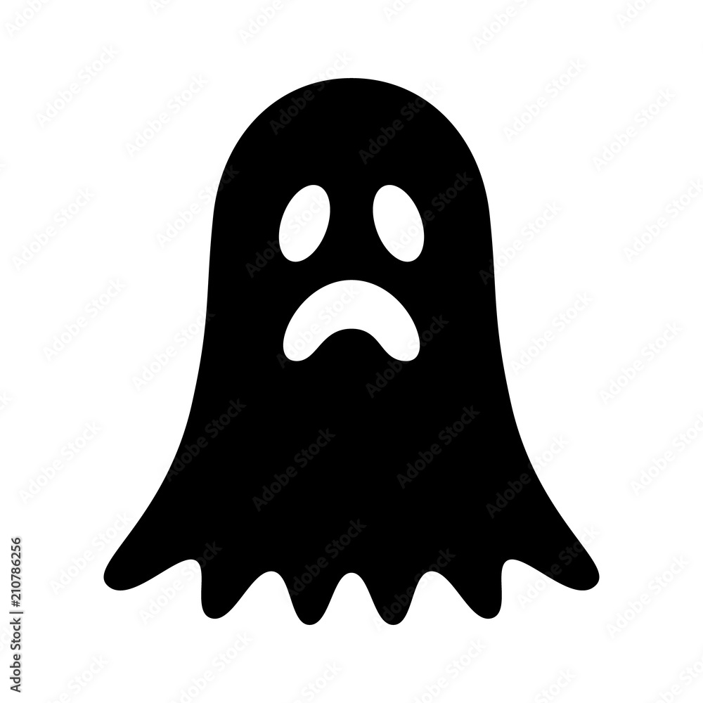 Sad ghost, phantom or apparition haunting Halloween flat vector icon for holiday apps and websites Sad ghost, phantom or apparition haunting Halloween flat vector icon for holiday apps and websites
