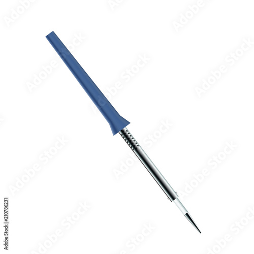 Soldering iron vector illustration. Braze micro chip. Equipment