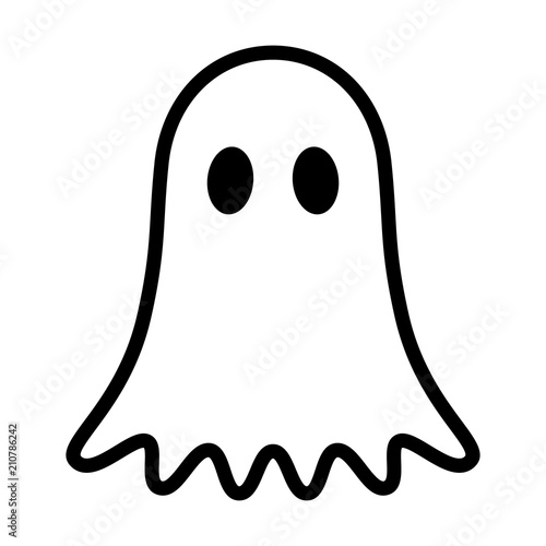 Fototapeta Ghost, phantom or apparition haunting Halloween line art vector icon for holiday