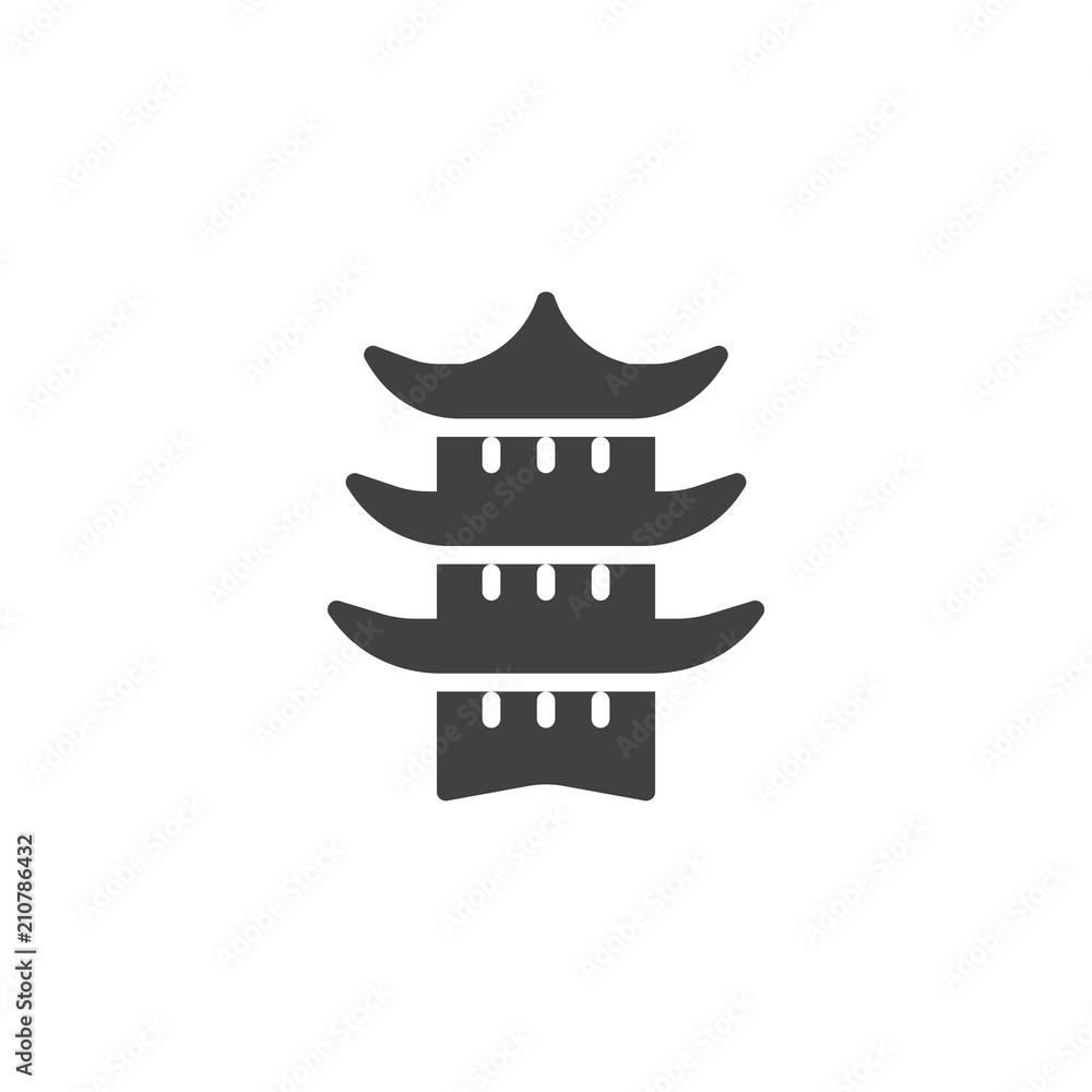 Japanese temple vector icon. filled flat sign for mobile concept and web design. Taoism simple solid icon. Symbol, logo illustration. Pixel perfect vector graphics
