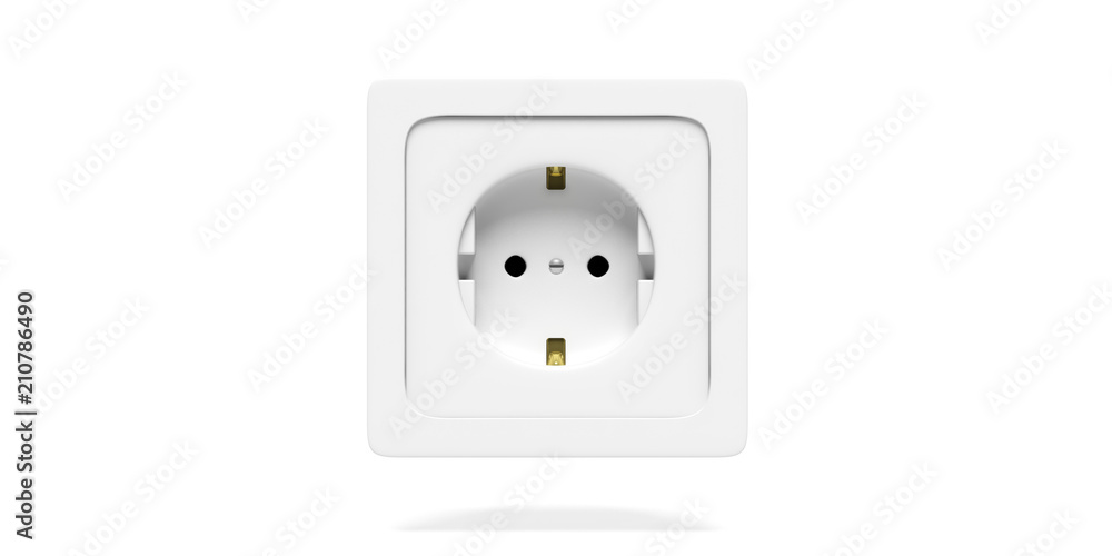 Electric power socket isolated on white background. 3d illustration Electric power socket isolated on white background. 3d illustration
