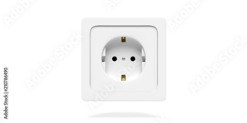 Electric power socket isolated on white background. 3d illustration