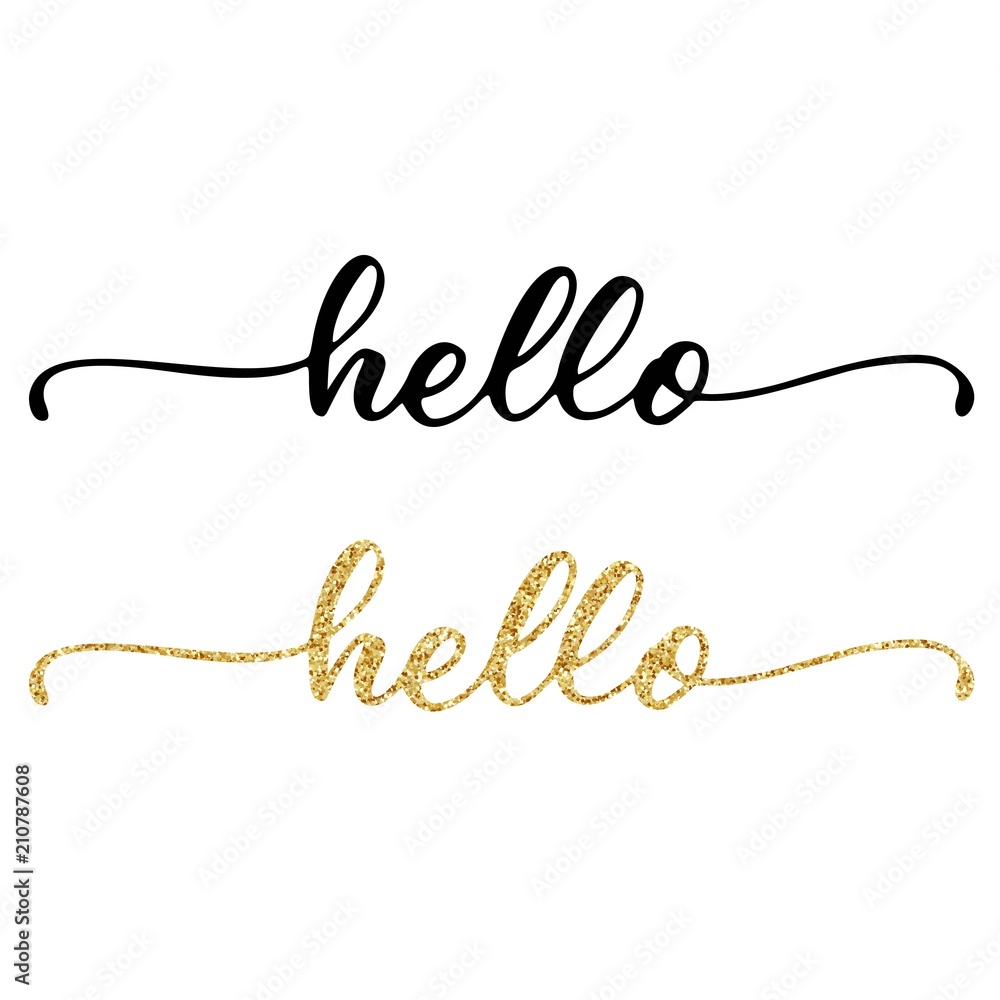 Hello! hand lettering, custom typography, ink brush calligraphy ...