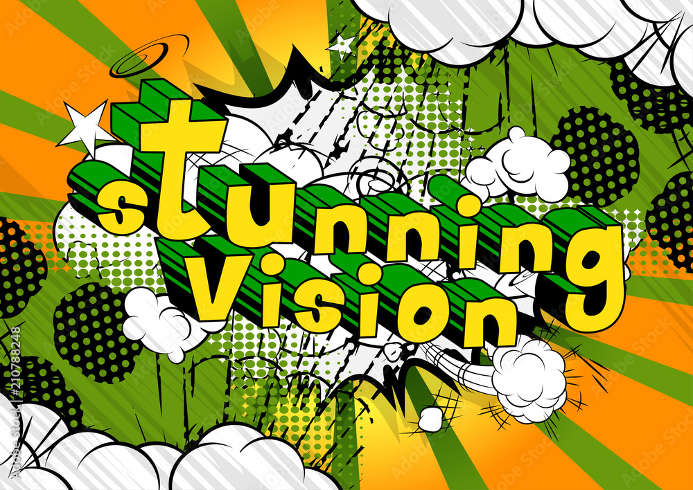 Fototapeta premium Stunning Vision - Comic book word on abstract background.