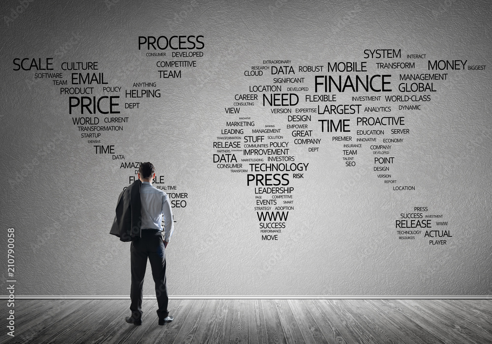 Concept of globalization and networking with business map of business keywords Concept of globalization and networking with business map of business keywords