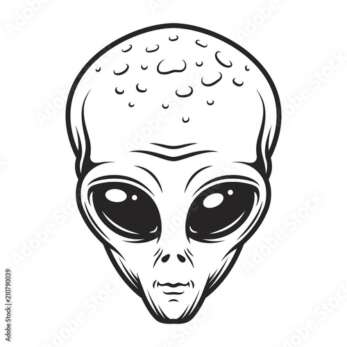 Vintage monochrome alien face concept