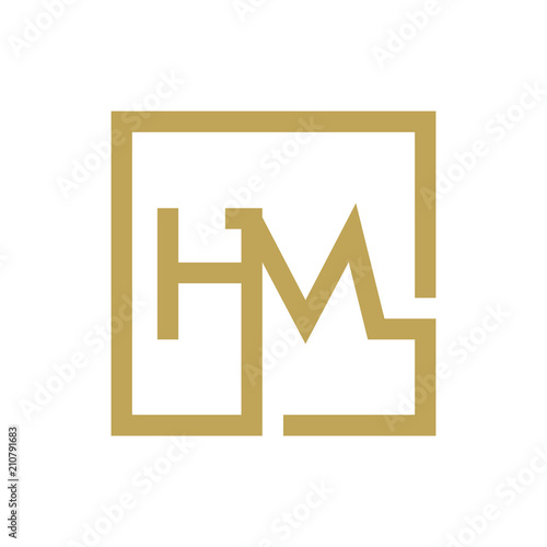two letter logo line square HA TO HZ
