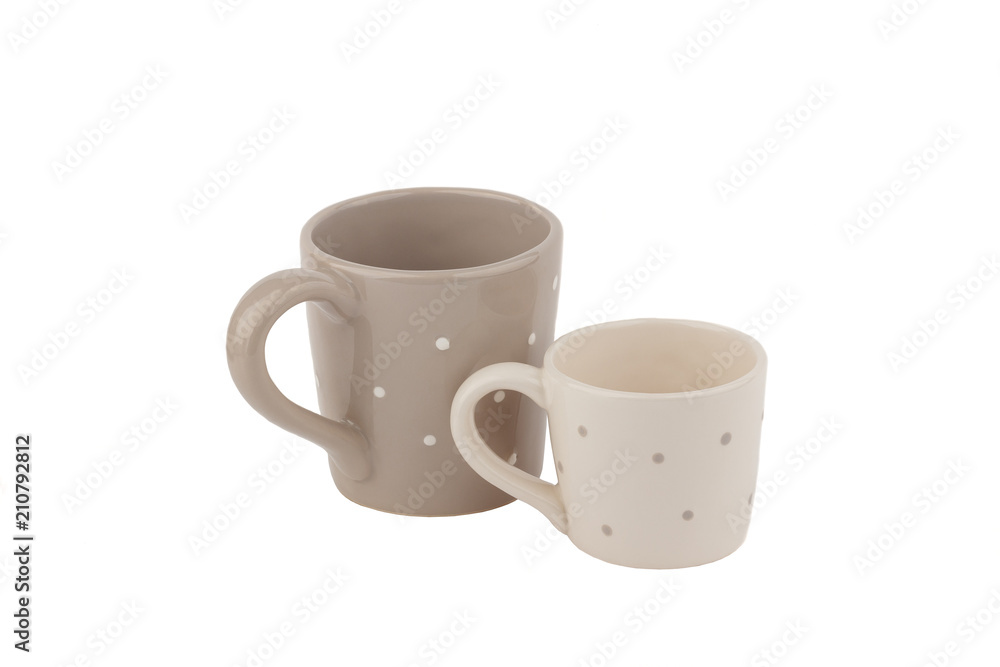 Ceramic cups for coffee or tea, white background Ceramic cups for coffee or tea, white background