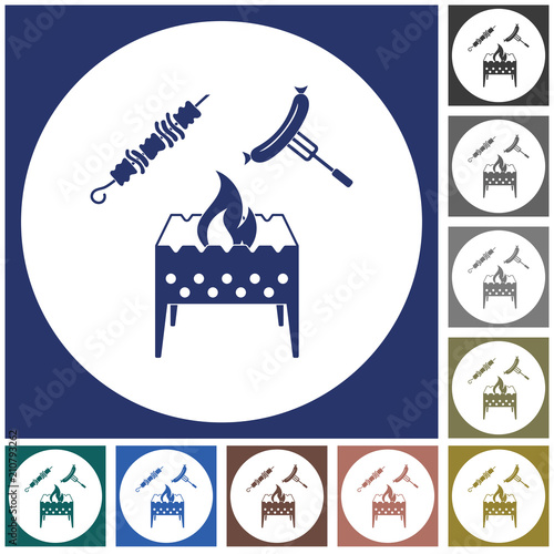 Brazier, kebab and sausage icon