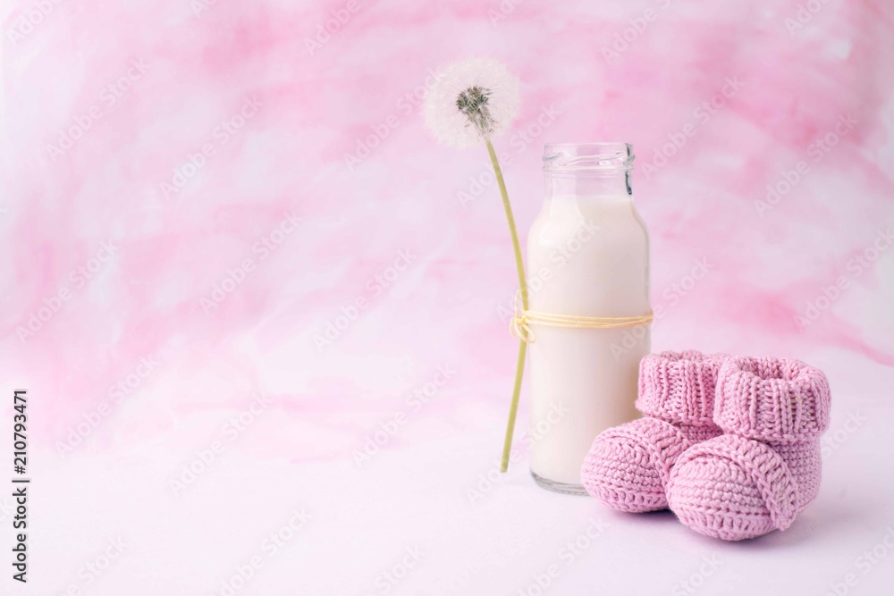 Its a girl pink theme baby shower or sip and see party background with decorative elements