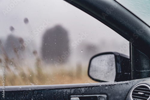 Rain through car window
