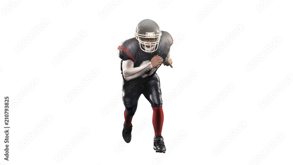 American football player in action isolated white American football player in action isolated white