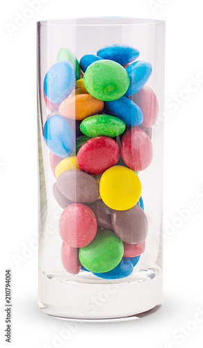Сolored chocolate candies in a glass