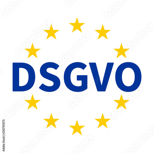 DSGVO / Datenschutz-Grundverordnung mit Sternenkranz der EU.