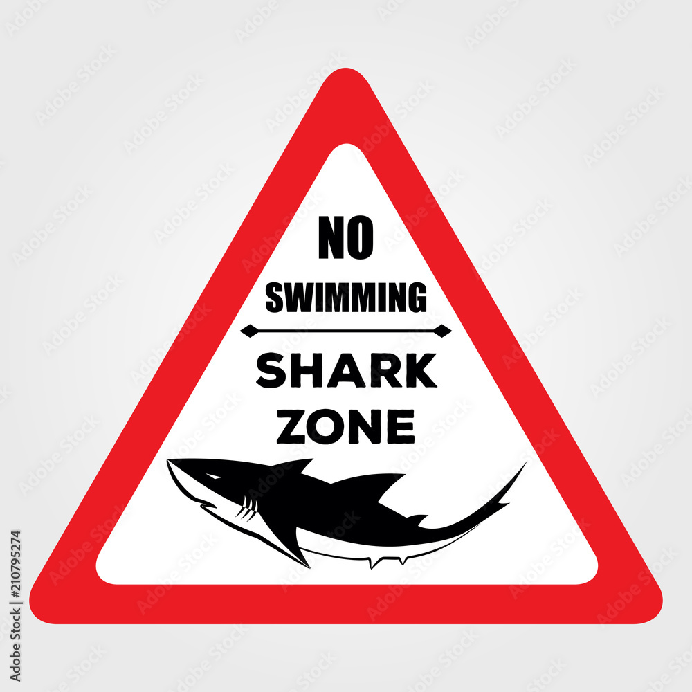 Danger, Shark Zone sign. Vector illustration.