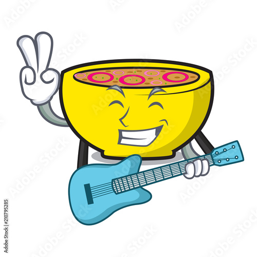 With guitar soup union mascot cartoon