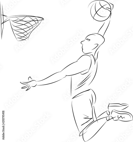 basketball player. linear illustration