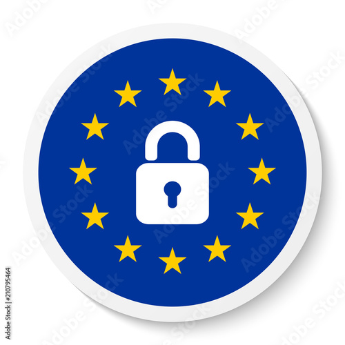 Circle sticker icon with the EU flag and padlock.