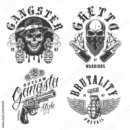 Set of gangster emblems