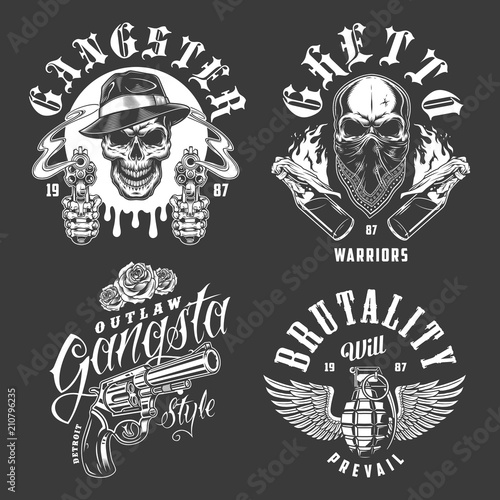 Set of gangster emblems