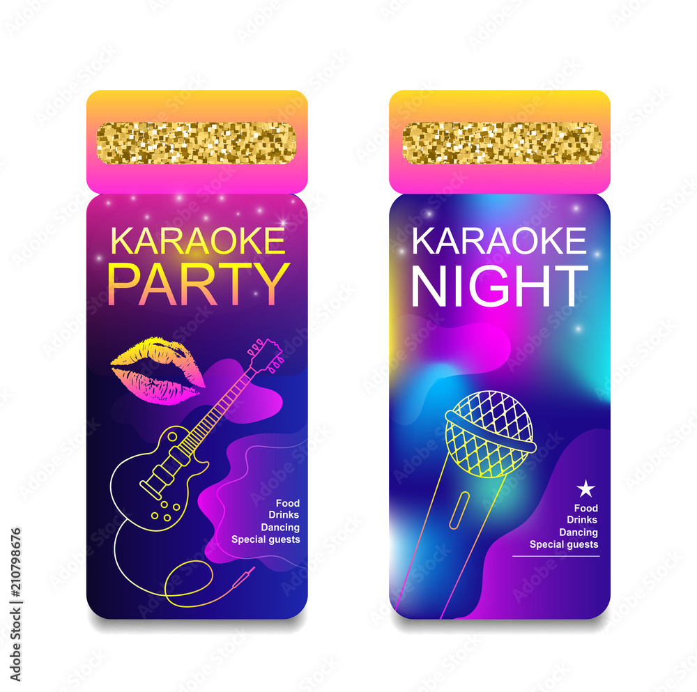 Karaoke party night invitation flyer template. Concept for a night club