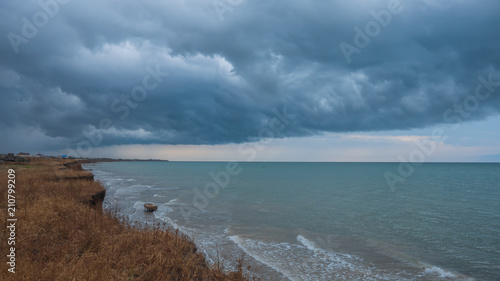 The sky before a storm on the sea