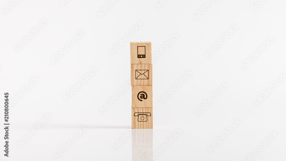 Wooden blocks with means of communications icons Wooden blocks with means of communications icons