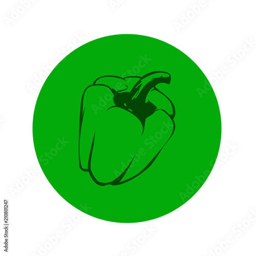 Icono plano pimiento en circulo verde