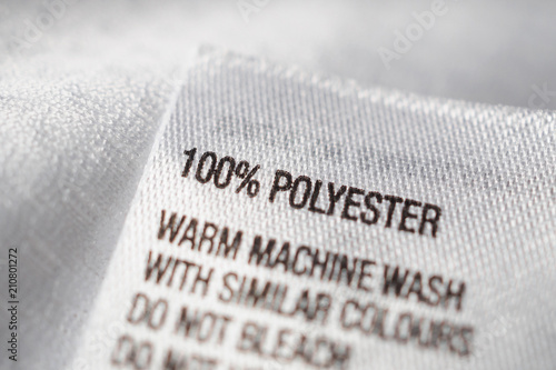 Polyester fabric Clothing label with laundry instructions photo