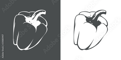 Icono plano pimiento en gris y blanco