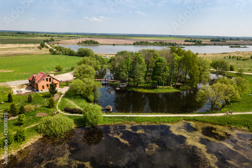 Aerial view of beautiful landscape near the Puslovskies Palace photo