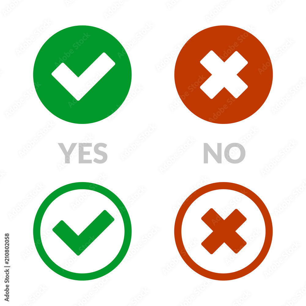 Yes Sign and No Icon Set. Vector Yes Sign and No Icon Set. Vector