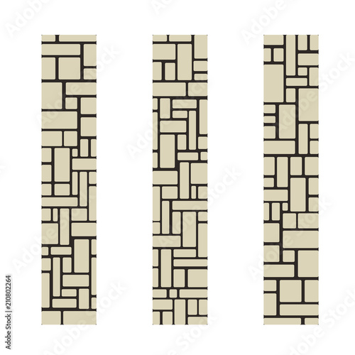Stone columns or a piece of a brick wall. Vector illustration. Organic Rounded Jumble Shapes. Abstract Geometric beige Pattern.