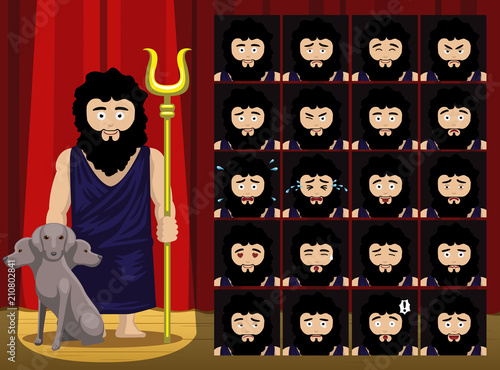 Greek Gods Hades Costume Cartoon Emotion faces Vector Illustration
