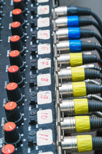 Audio cables and connectors in studio equipment