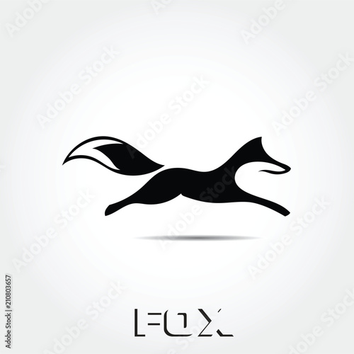 Simple black white jump fox logo