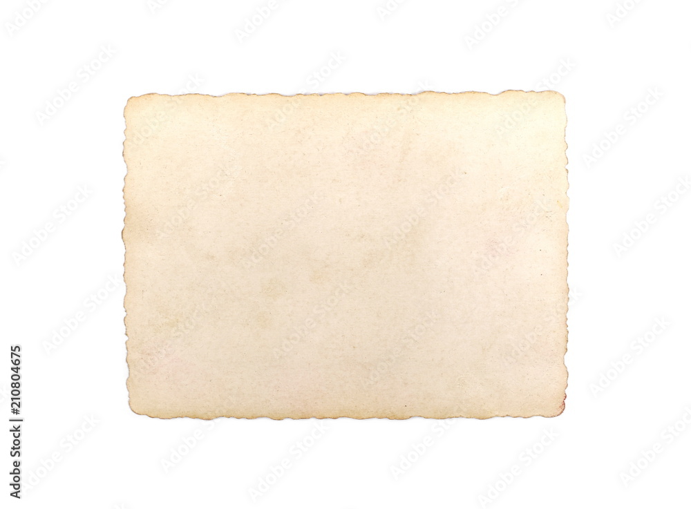 Blank, old photo frame isolated on white background, top view