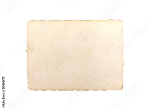 Blank, old photo frame isolated on white background, top view