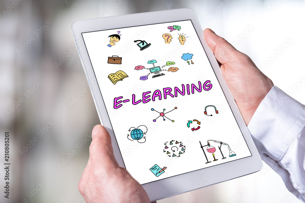 E-learning concept on a tablet E-learning concept on a tablet