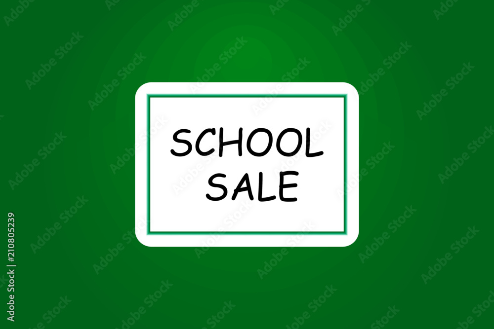 School sale banner with line icon on blackboard. Design template for banner, poster. Vector illustration School sale banner with line icon on blackboard. Design template for banner, poster. Vector illustration
