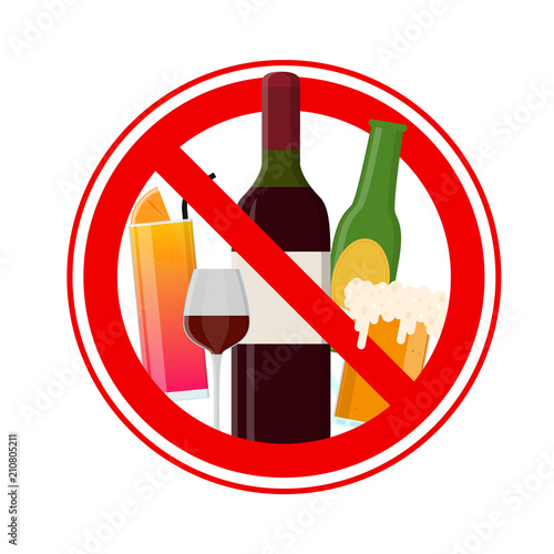 No Alcohol Sign. Vector