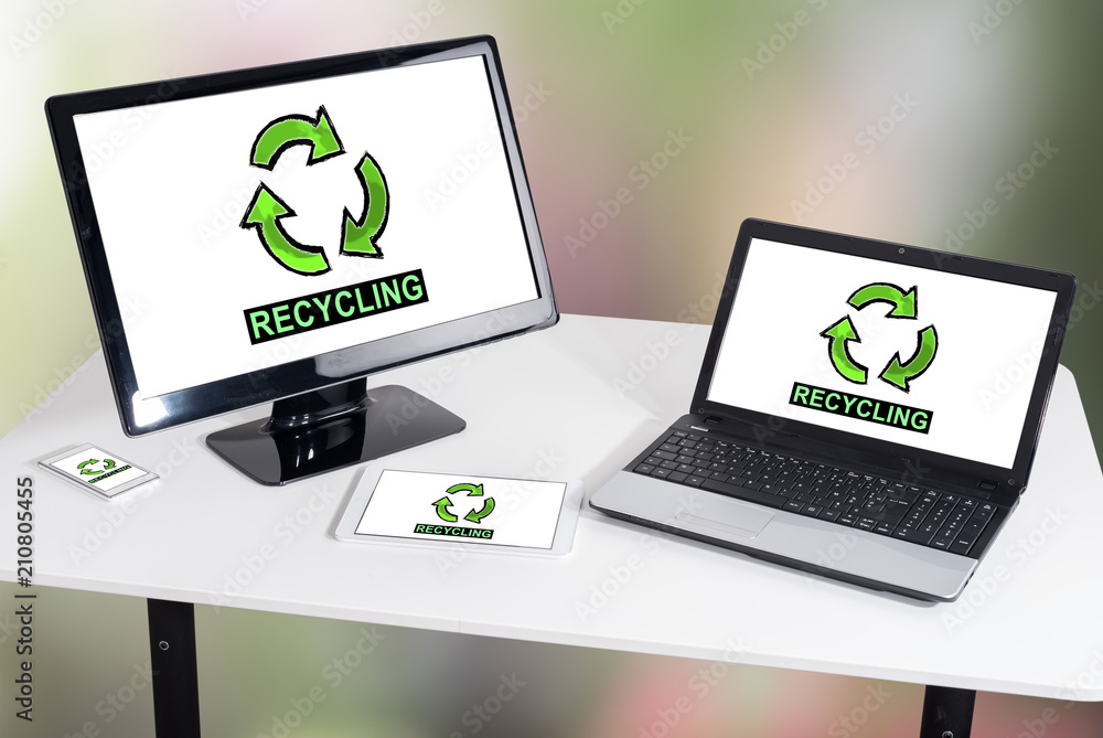 Recycling concept on different devices Recycling concept on different devices