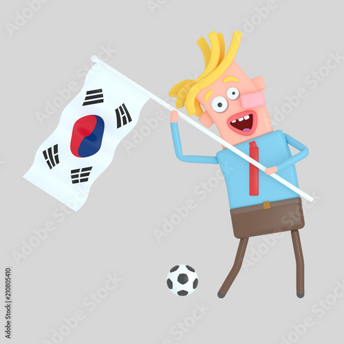 Fototapeta Naklejka Na Ścianę i Meble -  Man holding a flag of Korea.

Isolate. Easy automatic vectorization. Easy background remove. Easy color change. Easy combine. 4000x4000 - 300DPI For custom illustration contact me.