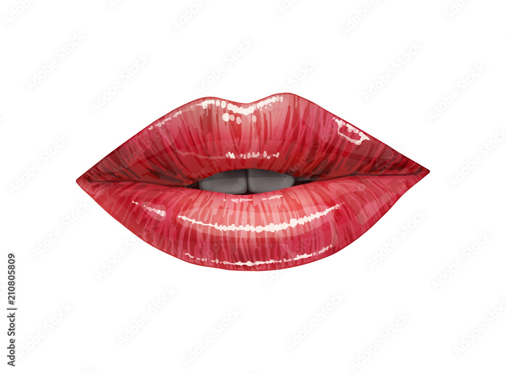 Red sexy juicy lips collection. Vector lipstick or lip gloss 3d realistic illustration. Red sexy juicy lips collection. Vector lipstick or lip gloss 3d realistic illustration.